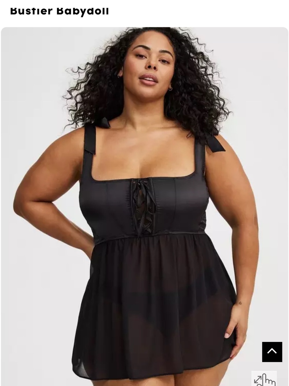 torrid Black Bustier Babydoll Chemise with Tie-Front 3x